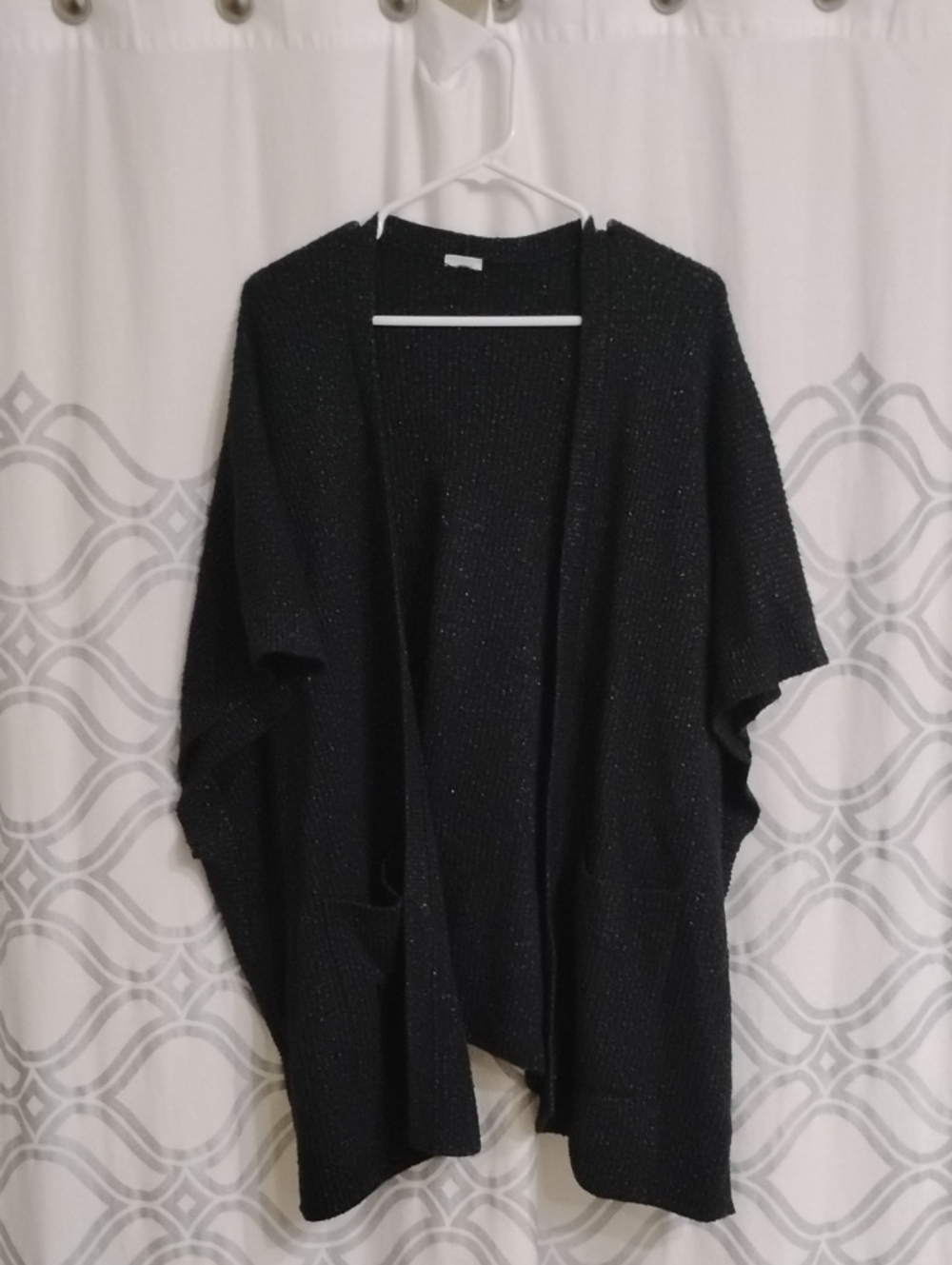Black Open-Front Women’s Batwing Sweater Cardigan With Zipper Size